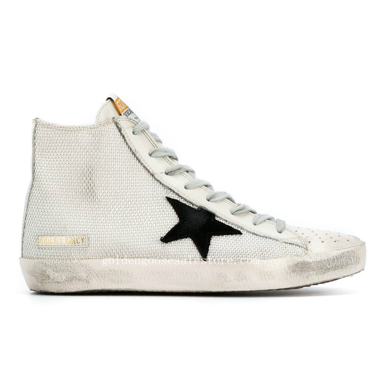 Golden Goose Deluxe Brand Francy Hi Top Sneakers Grey Cotton Leather And Suede